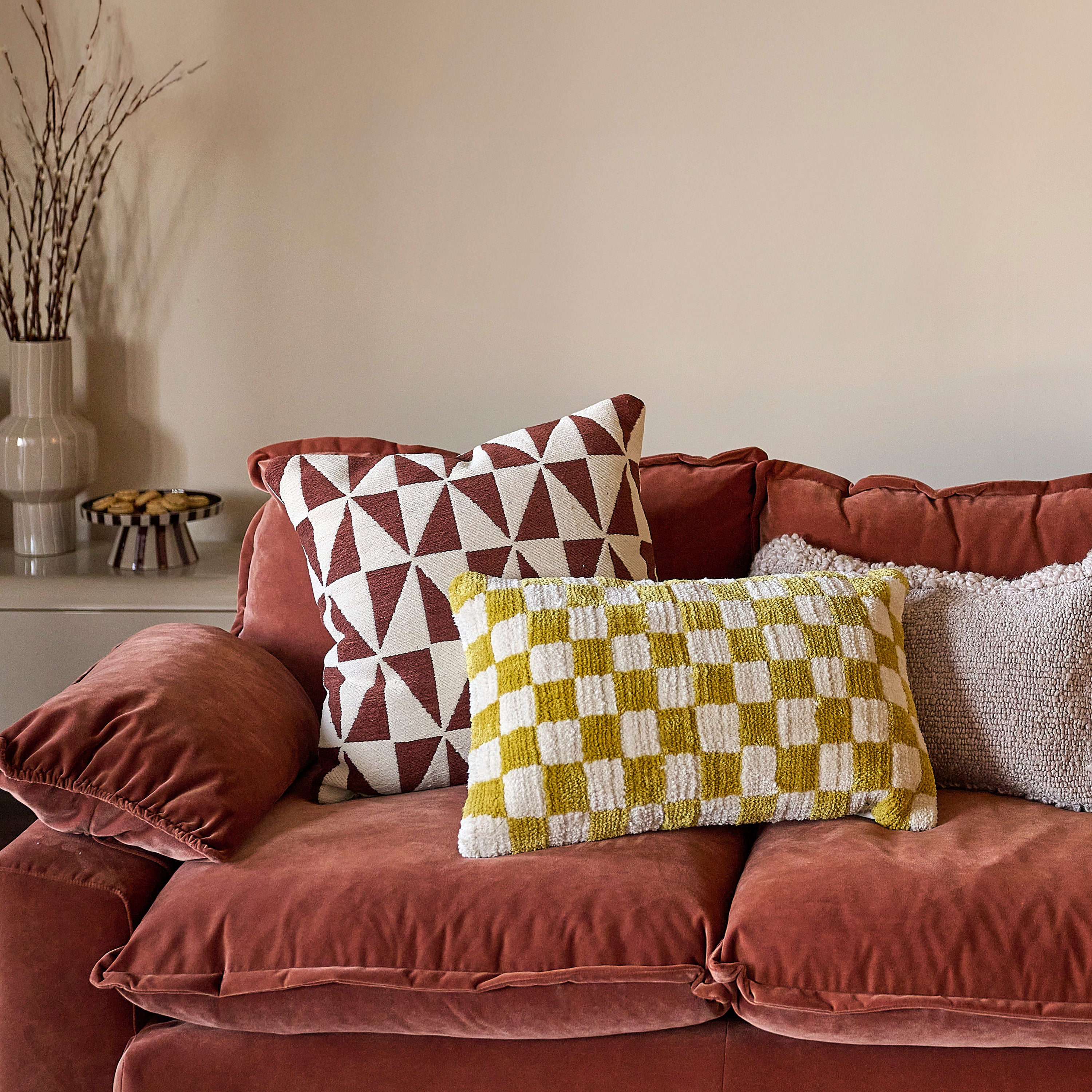 by fonQ Teddies Sierkussen - Set van 2 - Oker