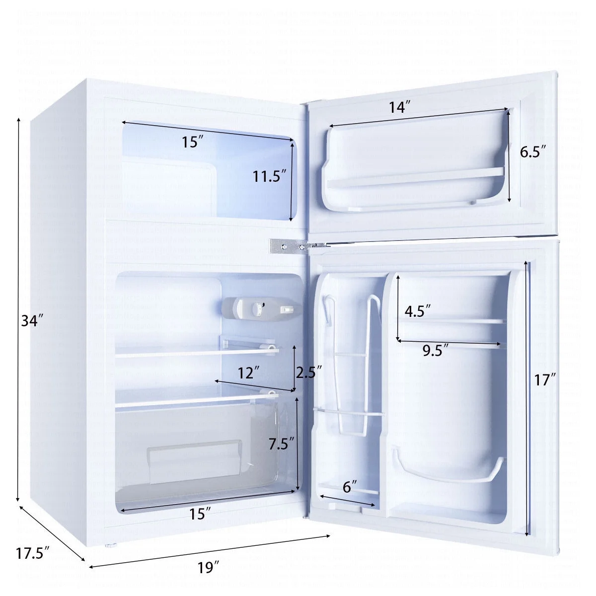 Costway Refrigerator Small Freezer Cooler Fridge Compact 3.2 cu ft. Unit, Grey - Image 10