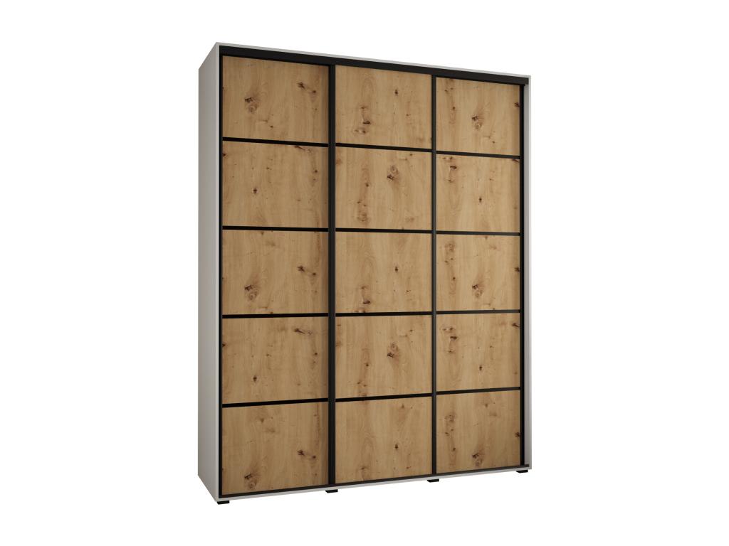 ARMARIO DAVOS 4 DE PUERTAS CORREDERAS 235,2/190/45 3 puertas (Blanco/Artisan/Negro)