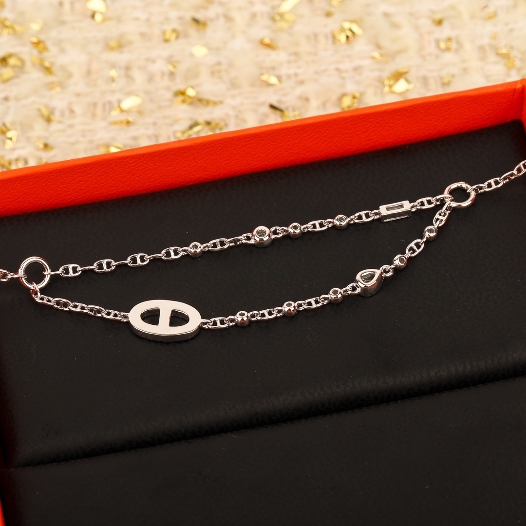 Hermes OT Clasp Two Layers Pig Nose Silver Bracelet - Original Replica Club