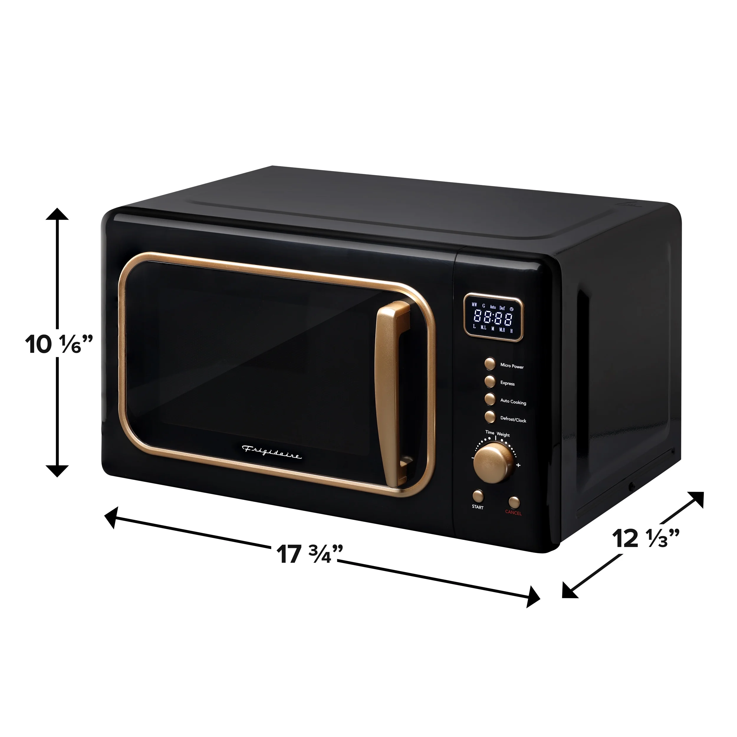 Frigidaire 0.7 Cu. Ft. Retro Countertop Microwave Oven, Black and Gold - Image 7