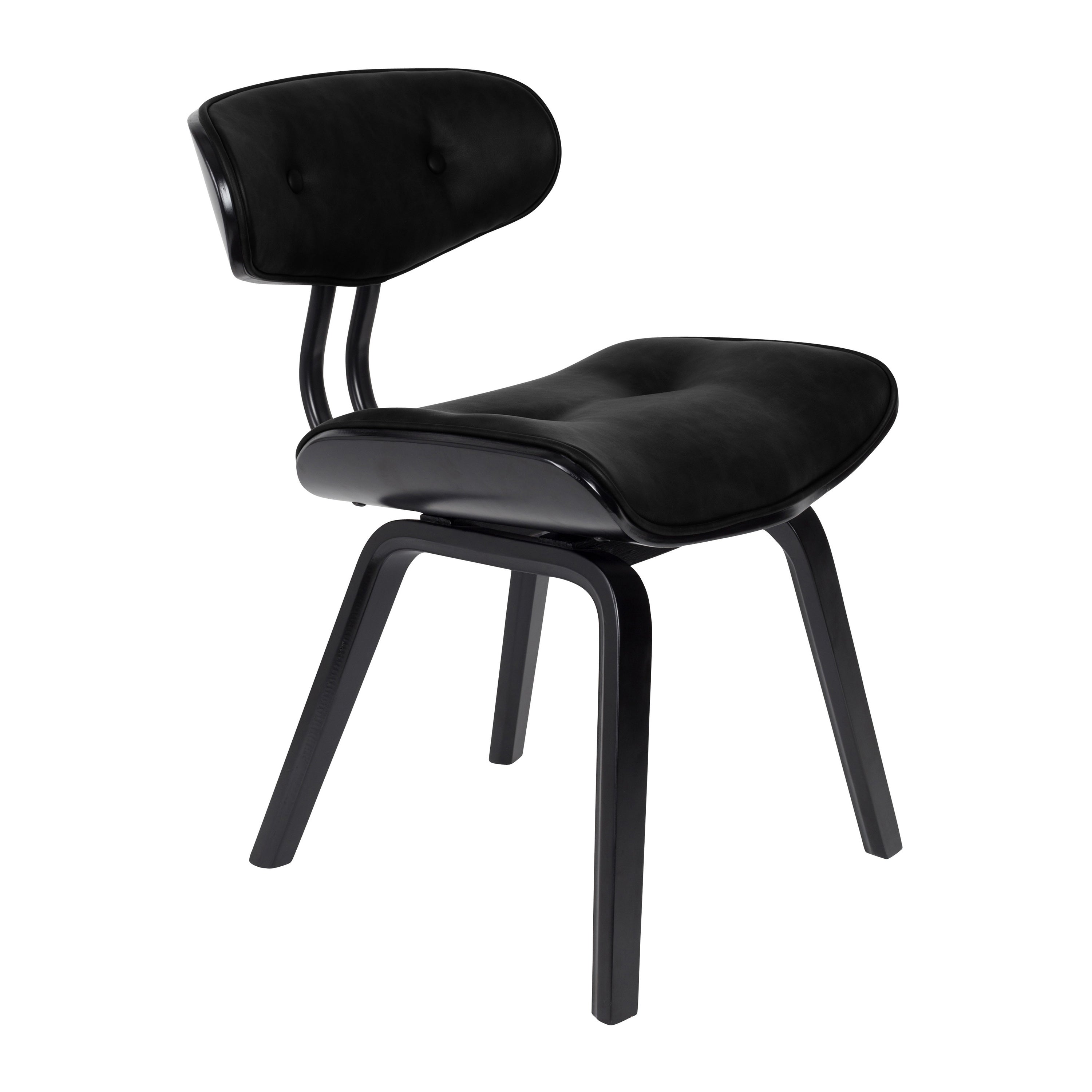 Dutchbone Blackwood Stoel - Zwart Onderstel - Zwart Kunstleer
