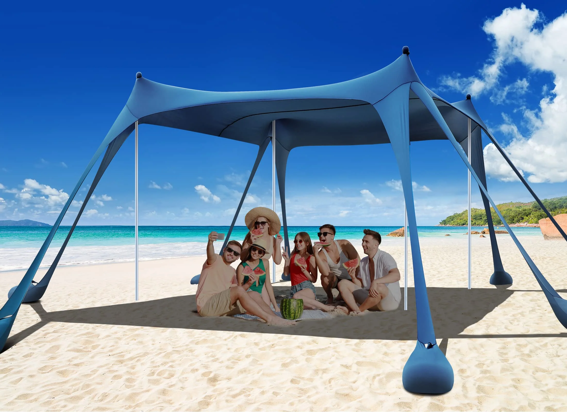 Osoeri Beach Tent. Camping Sun Shelter UPF50+ with 8 Sandbags