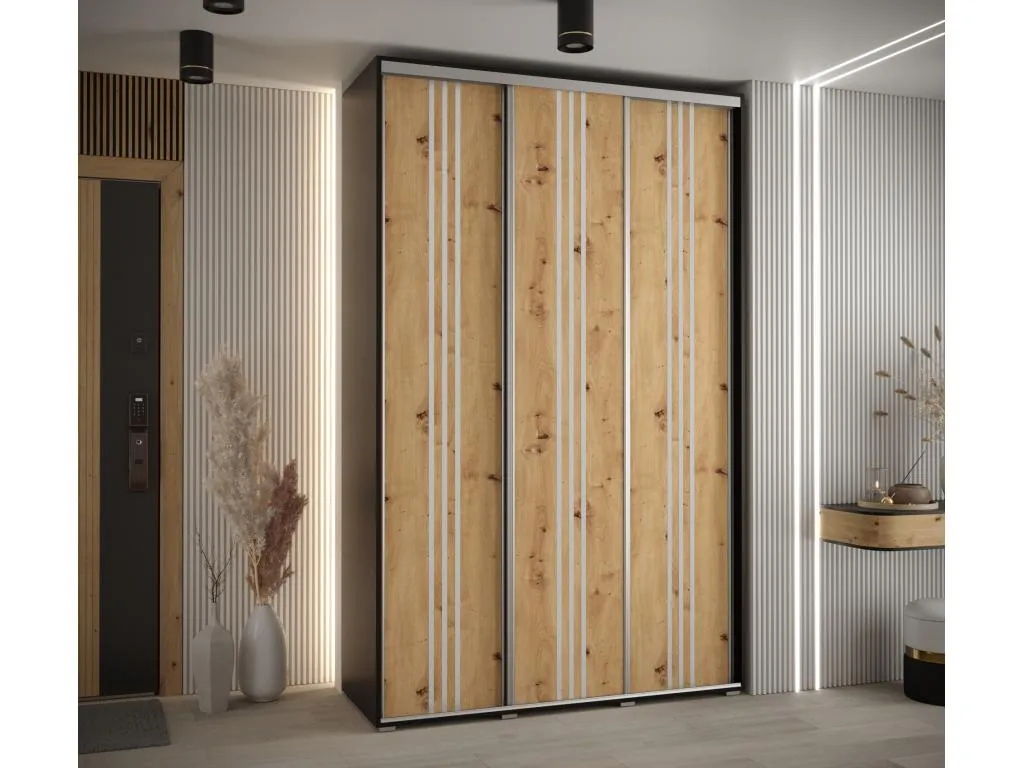 ARMARIO Habitarluz 6 DE PUERTAS CORREDERAS 235.2/160/45 3 puertas (Negro/Artisan/Plata) 48244SZHD