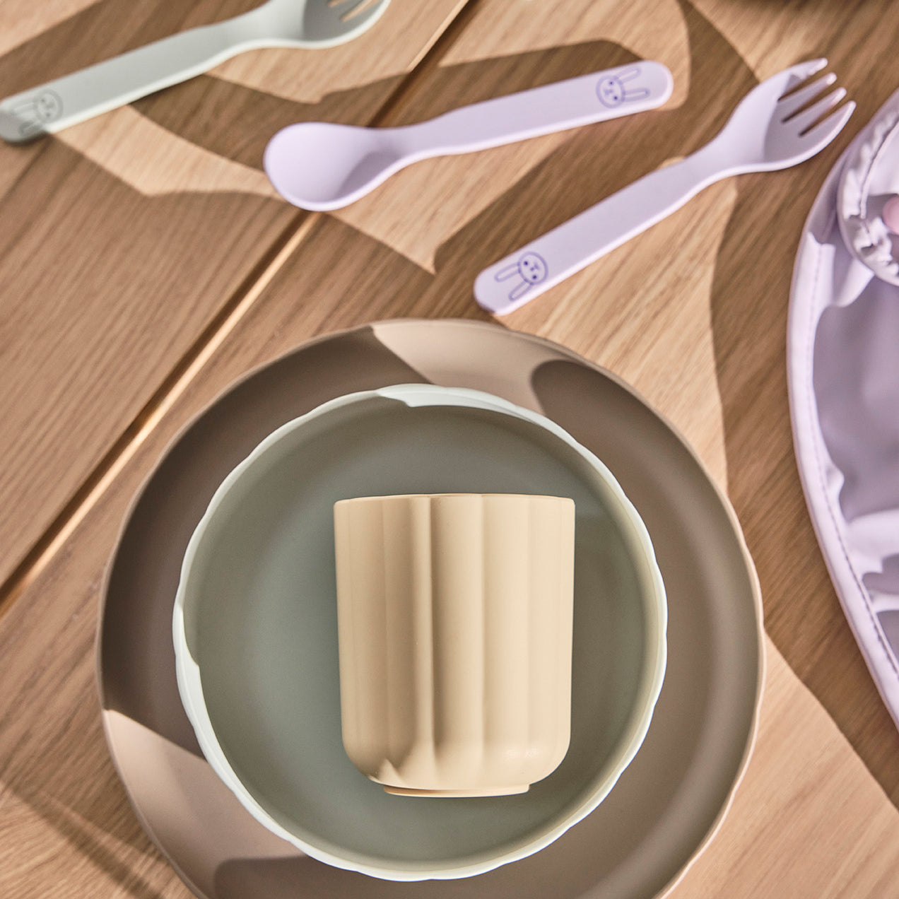 OYOY MINI Pullo Serviesset 3-delig - Mint / Vanille / Taupe