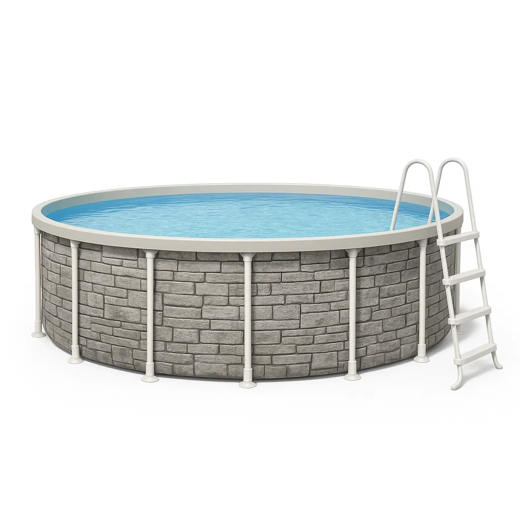 Piscina tubular redonda desmontable de acero 358x98 cm gris/blanco con filtro y escalera eflLCXg269Nm