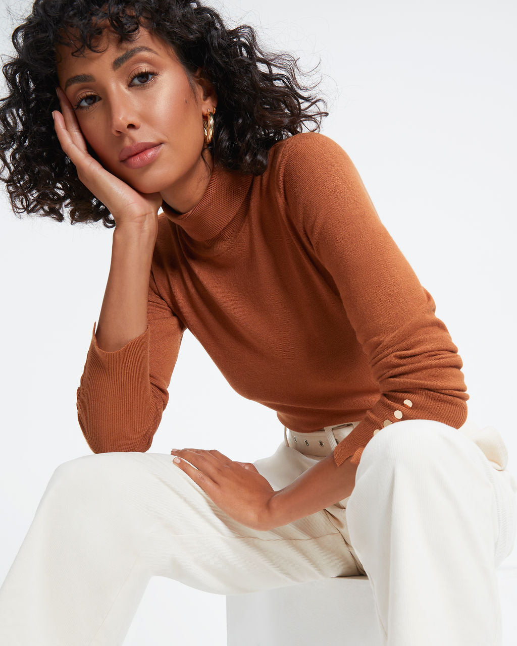 Something To Remember Turtleneck Long Sleeve Top - Caramel - Se7enfashion