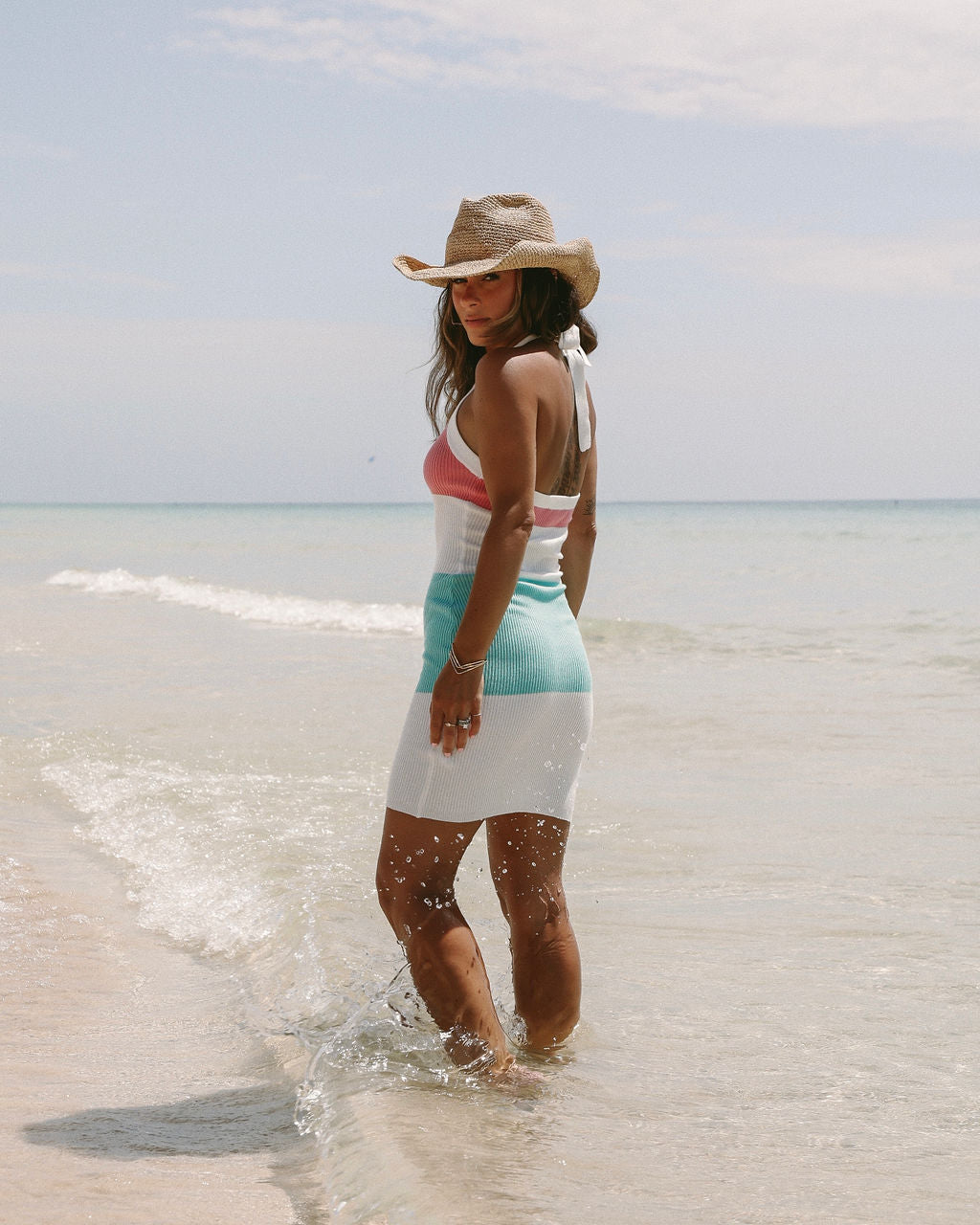 Sunset Shades Halter Ribbed Mini Dress - FINAL SALE - Se7enfashion