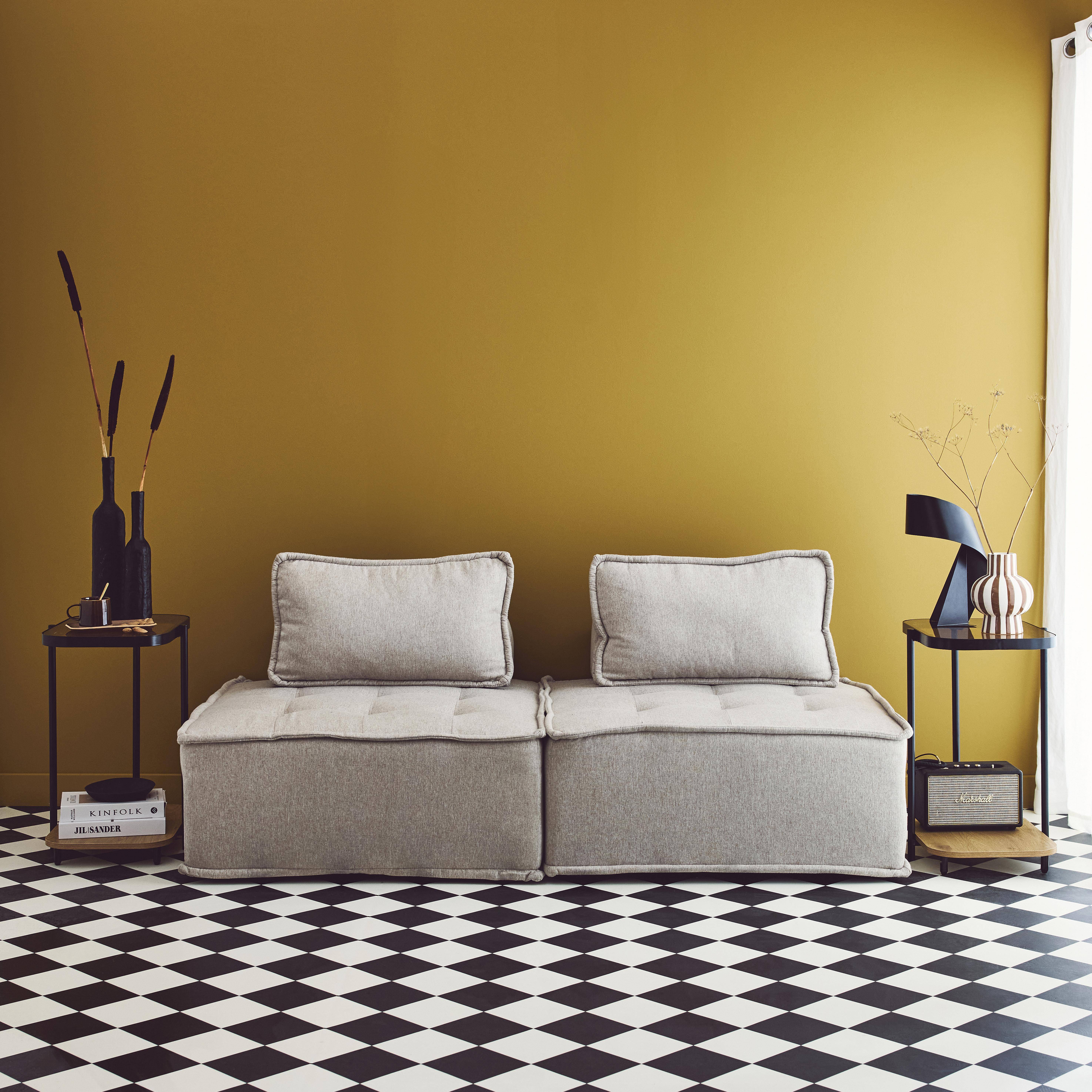 Smooky - Remates de sofá vintage de metal, tapa de cristal, decoración madera, set de 2