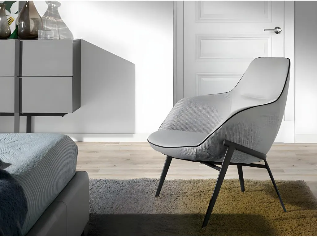 Sillón confidente tapizado tela gris Quietena