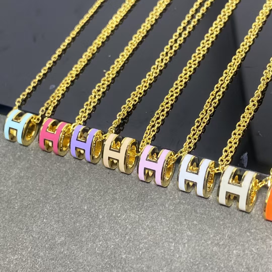 Hermes Mini Enamel H Pendant Necklace - Original Replica Club