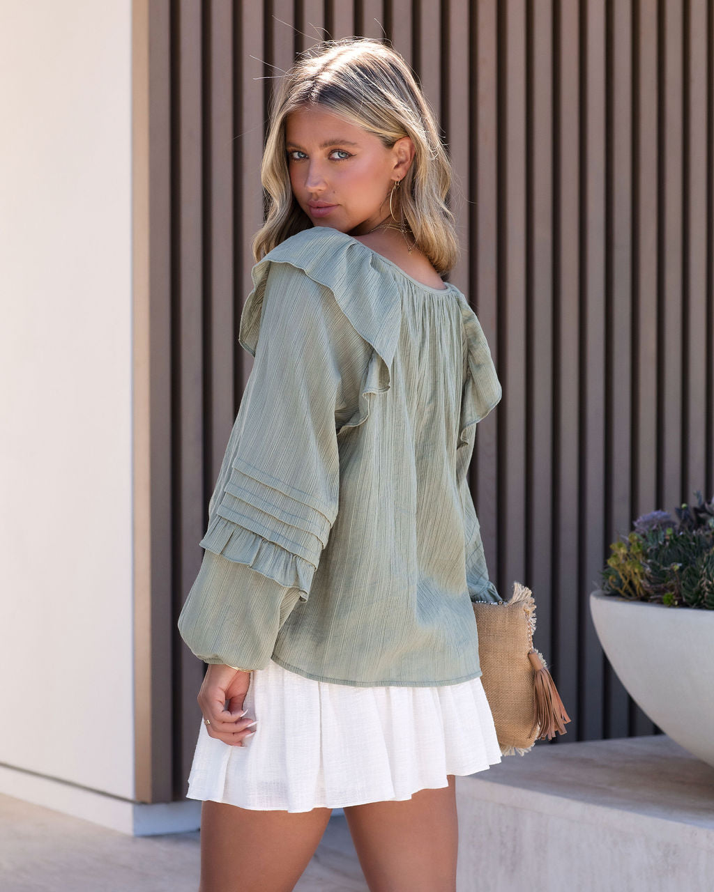 Talsey Cotton Textured Top - Olive - FINAL SALE - Se7enfashion