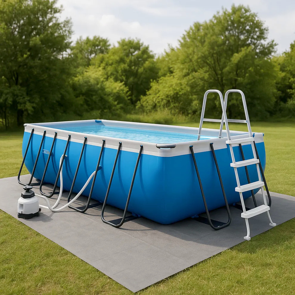 Piscina tubular rectangular Rectangular Sí Piscina Tubular PVC, Acero Exterior, Jardín, Patio Azul 549x274x122 cm lpeolCt653Rn