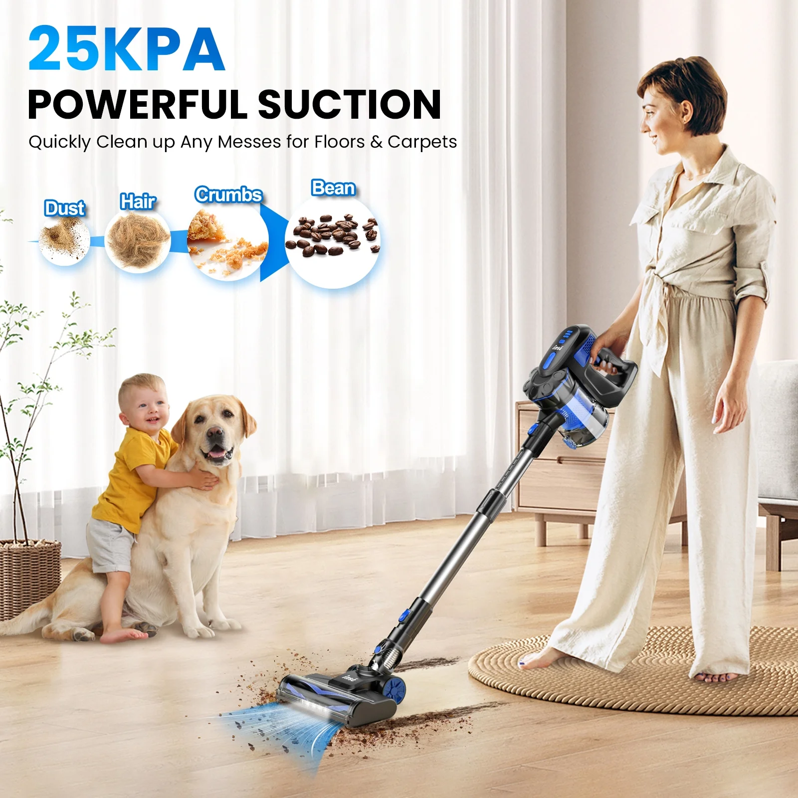 INSE Cordless Vacuum Cleaners, 6-in-1 Lightweight Stick Vacuum for Hardwood Floor Carpet Pet Hair, V770 - Image 13
