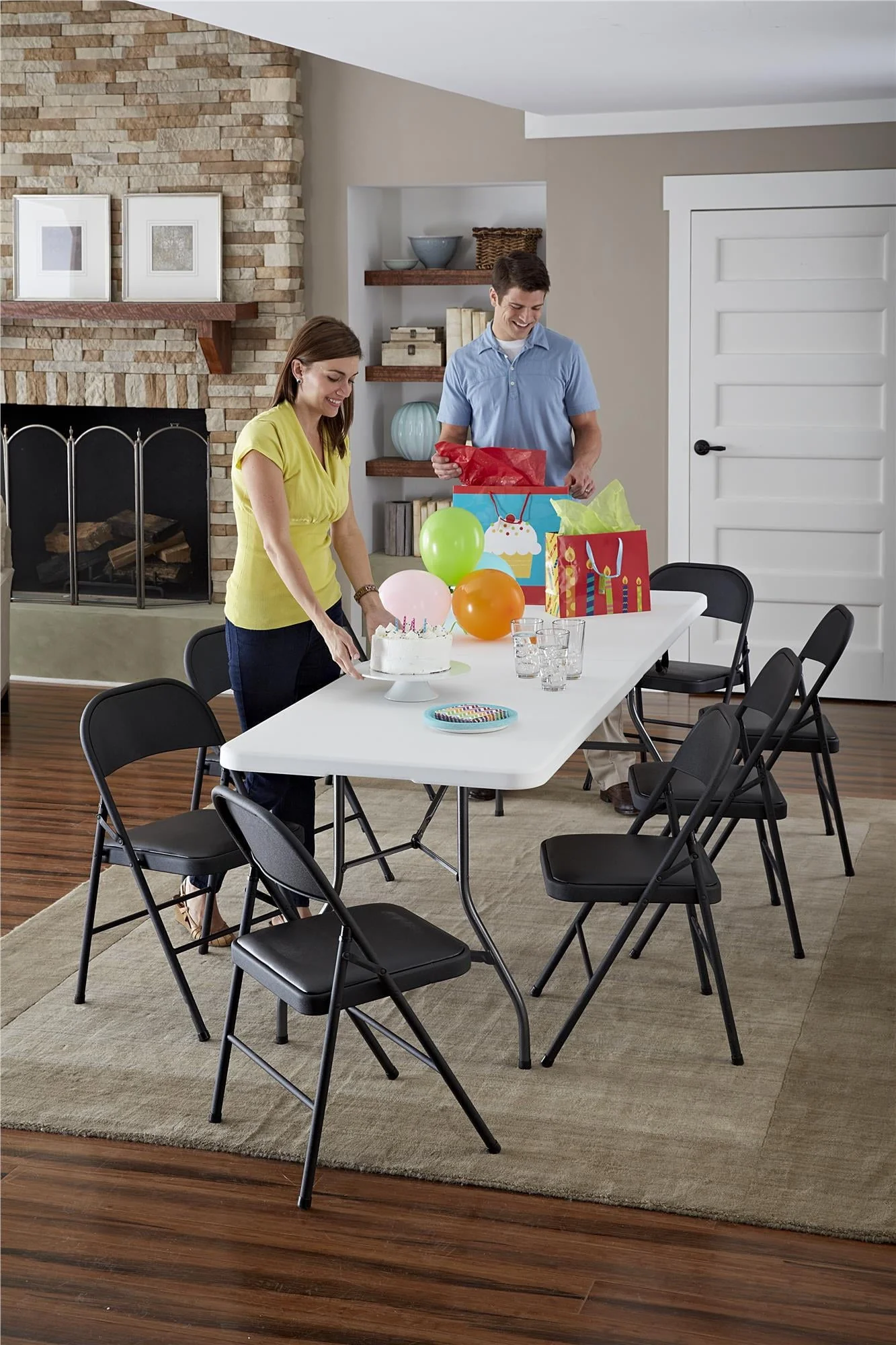 Mainstays Vinyl Folding Chair (4 Pack), Black - Image 3