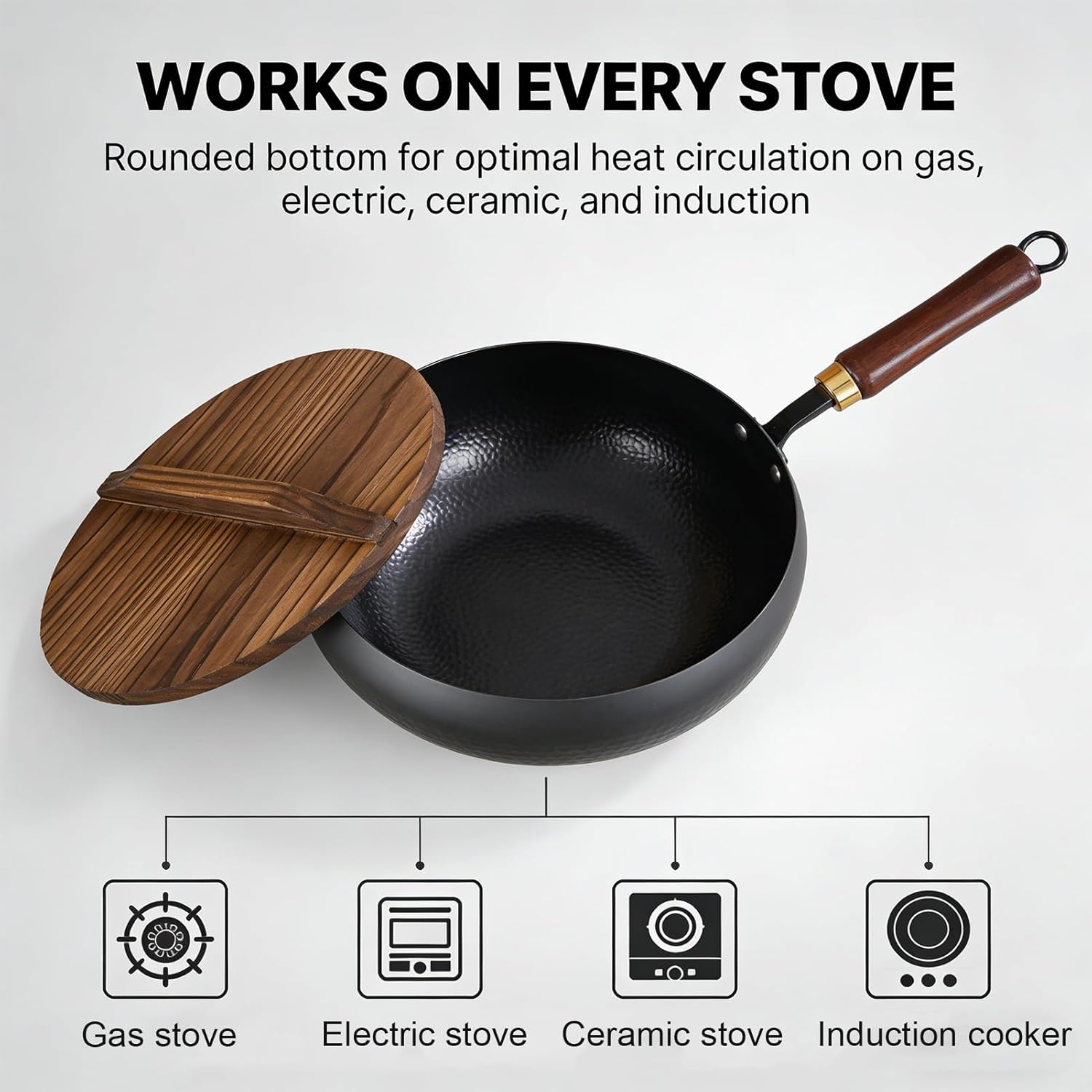Japanese Cast Iron Pan, 2026 Upgrade Uncoated Thick Iron Pot with Lid, Hand-Forged, Durable and Rust-Free for Kitchen Cooking Frying (Hammered Glass Lid,20cm/7.9'')