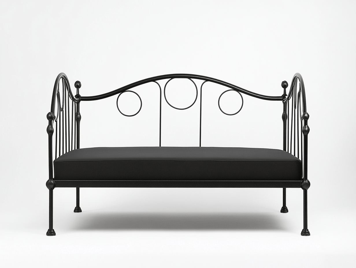 Sofá cama de metal negro estilo moderno para dormitorio 195x90x90 cm funcional y elegante