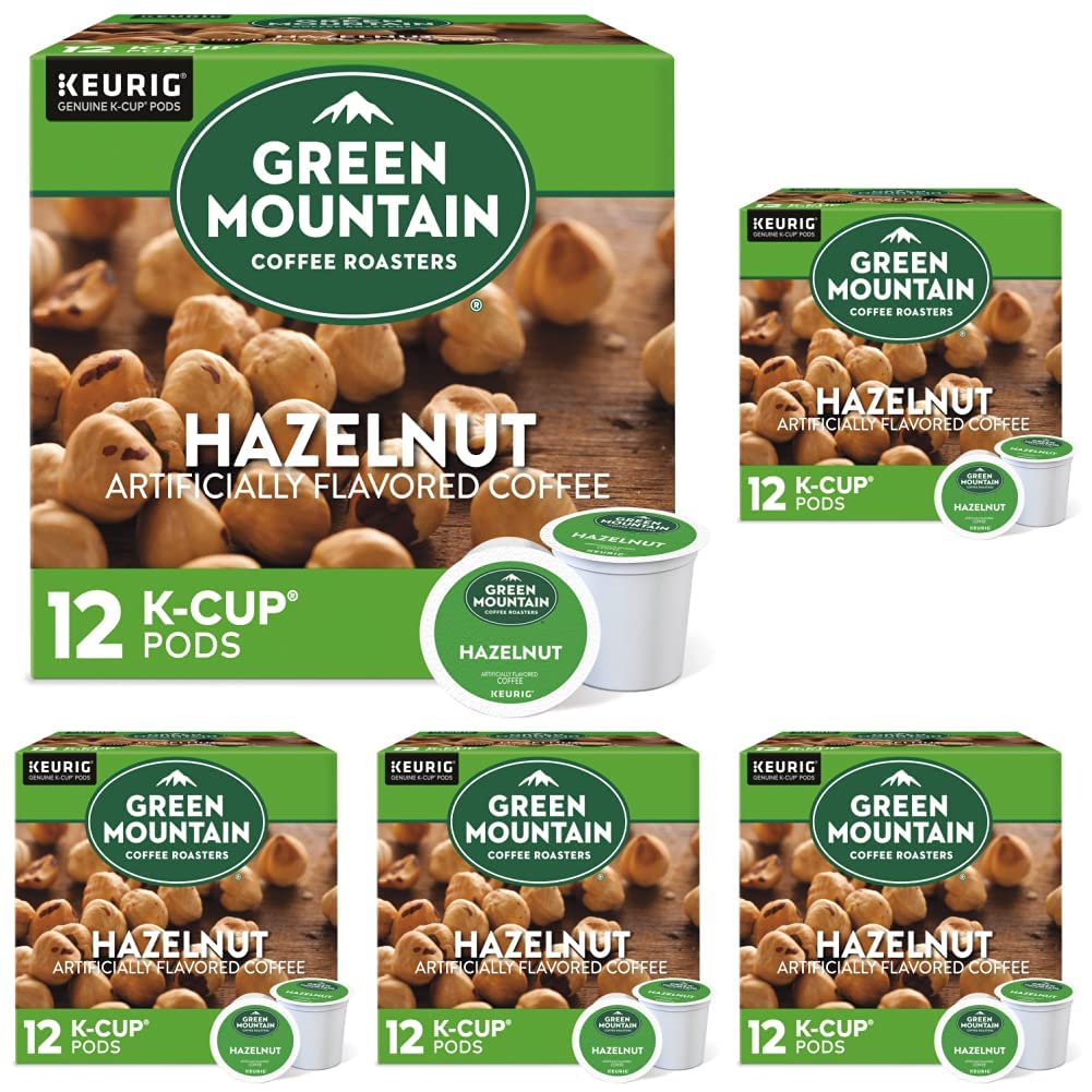 Green Mountain Coffee Roasters Hazelnut Keurig Single-Serve K-Cup pods. Light Roast Coffee. 12 Count (Pack of 5)