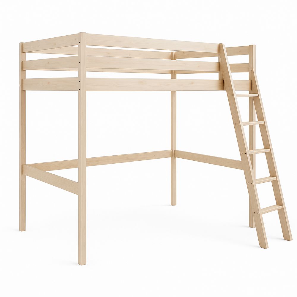 Cama alta de madera, litera infantil, diseño nórdico, escalera incluida, para ahorro de espacio