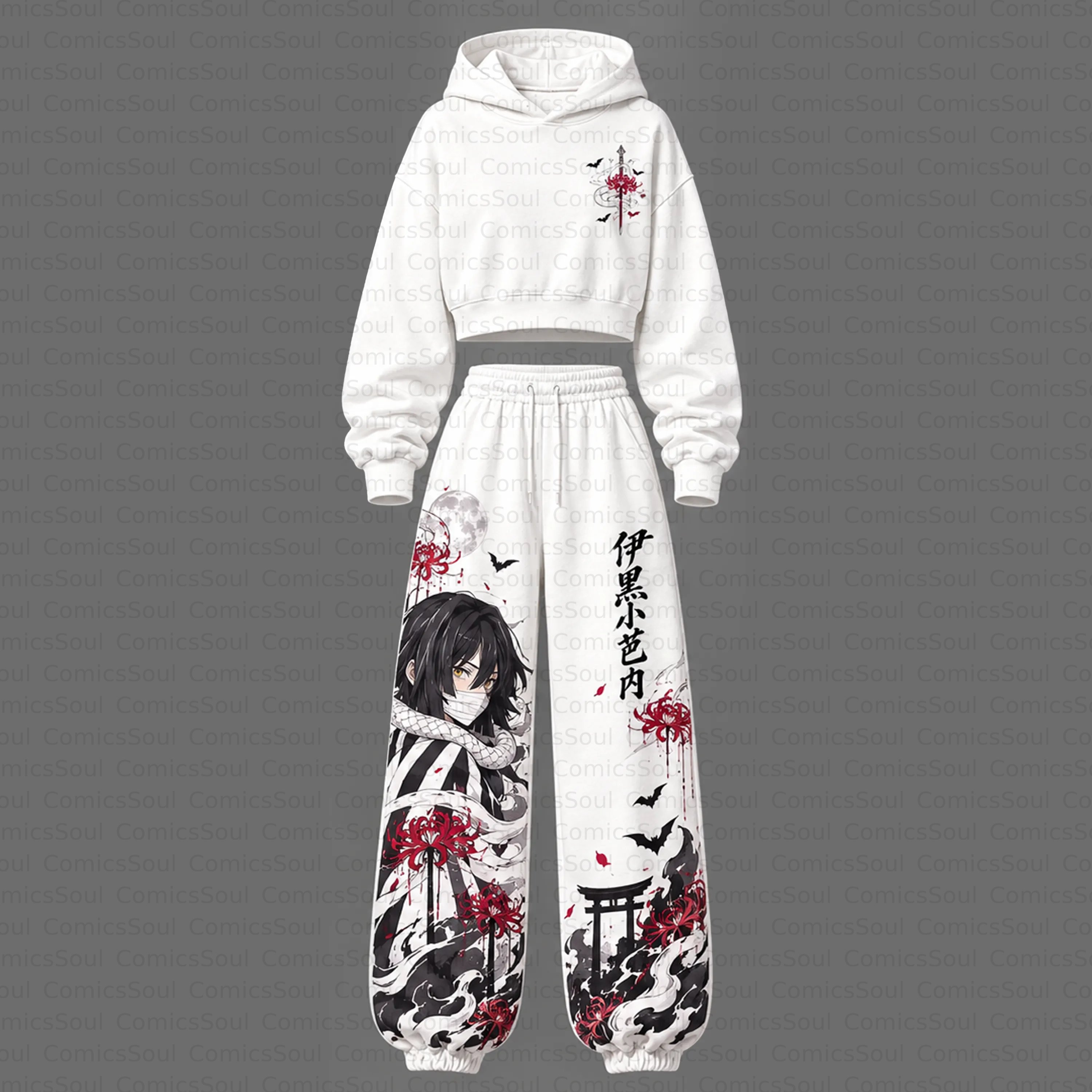 Demon Slayer Cropped Long Sleeve Hoodie & High Waist Jogger Pants Two Piece TeeThreads Sustain the Scene with Custom Apparel