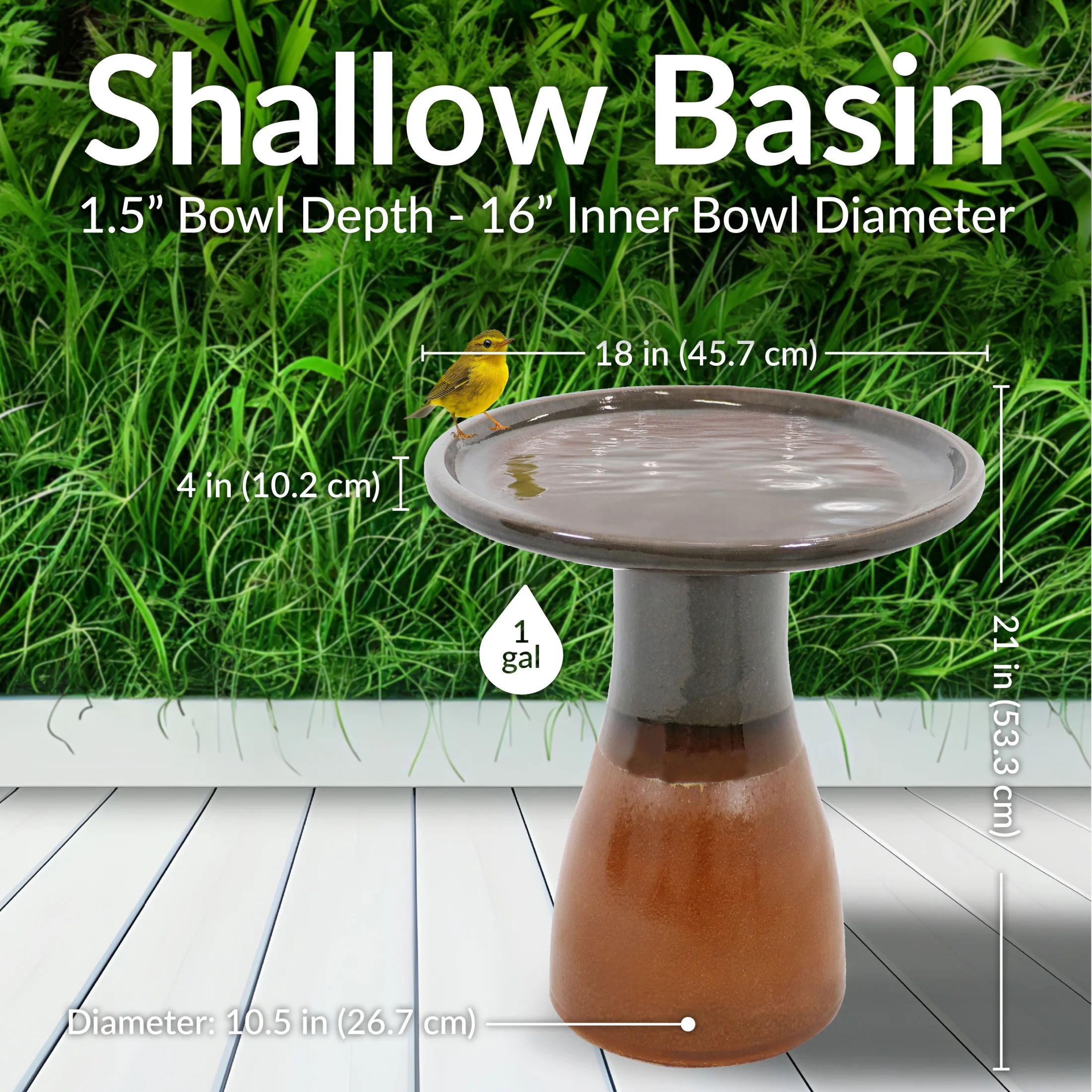 Sunnydaze Freestanding Ceramic Outdoor Bird Bath, Glazed, UV-Resistant Galaxy Blue Finish - Image 55