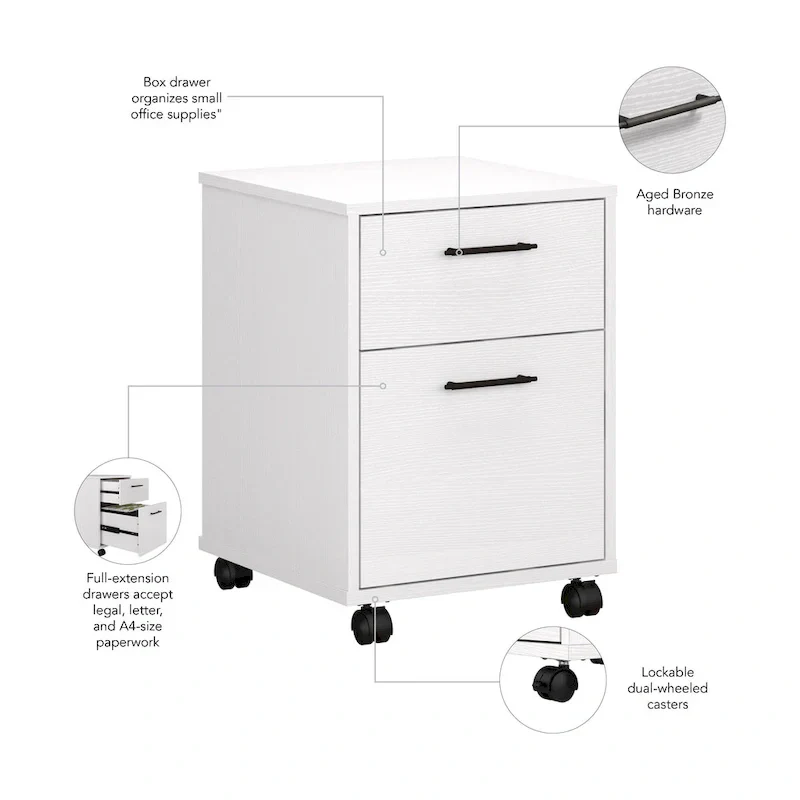 Bush Furniture Key West Mobile File Cabinet with 2 Drawers