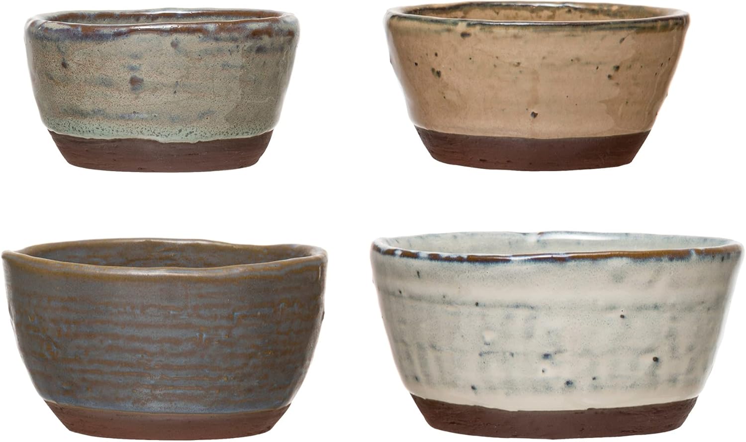 Creative Co-Op Stoneware Bowls with Reactive Glaze Finish, Set of 4