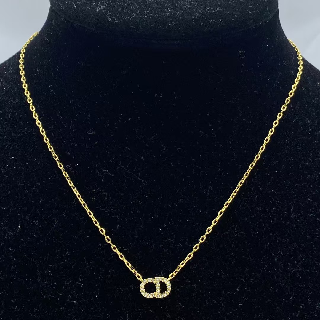 Dior Minimalistic CD Pendant Gold Chain Necklace - Original Replica Club