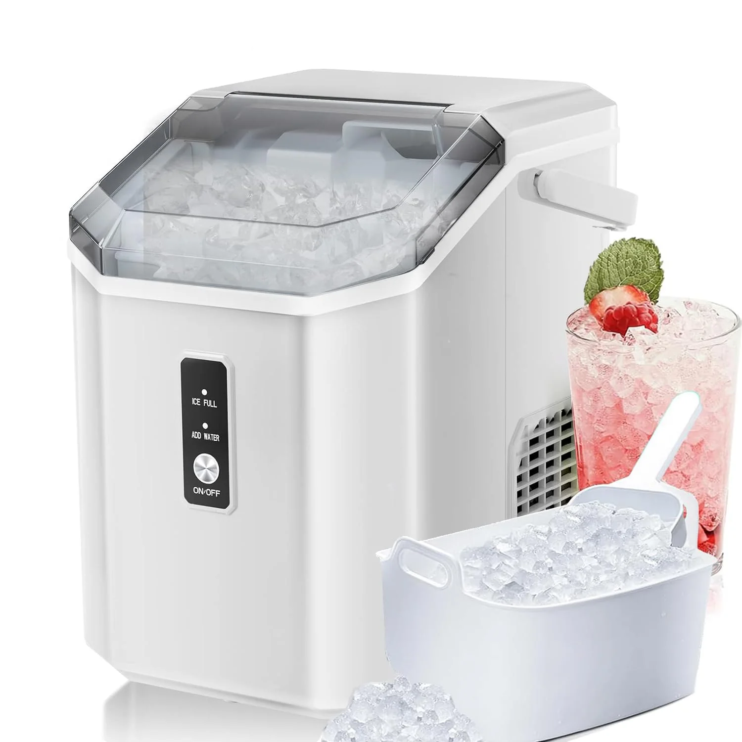 Antarctic Star Countertop Ice Maker with Soft Chewable Pellet Ice, 34lbs/24Hrs, One-Click Operation, Self-Cleaning Portable Peddle Ice Machine with Ice Scoop for Kitchen,Office,Bar,RV (Grey)