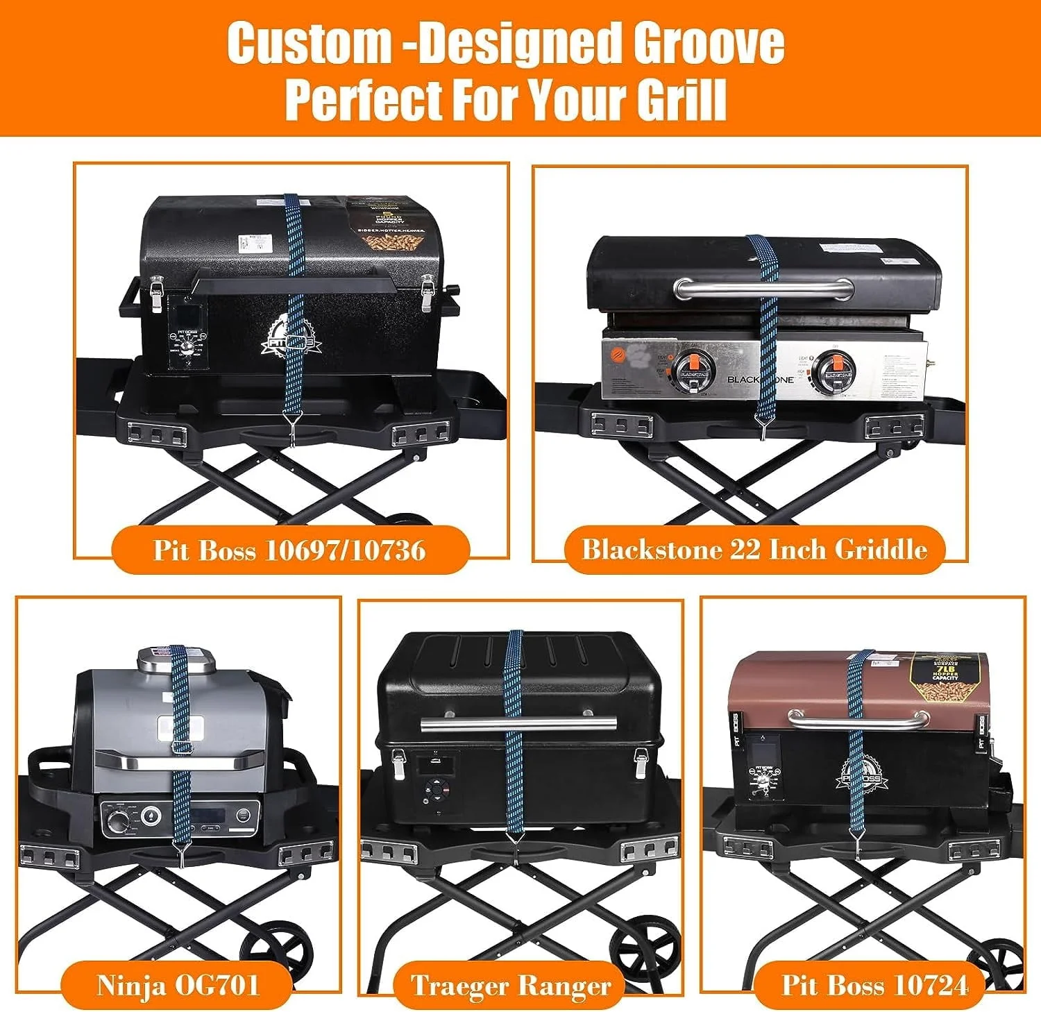 Hisencn Grill Stand for Ninja Woodfire Grill,Grill Cart,Collapsible Outdoor Grill Stand Fit for Ninja Woodfire Outdoor Grill(Ninja OG701),Traeger Ranger,Pit Boss 10697,10724,22" Blackstone Griddle - Image 4