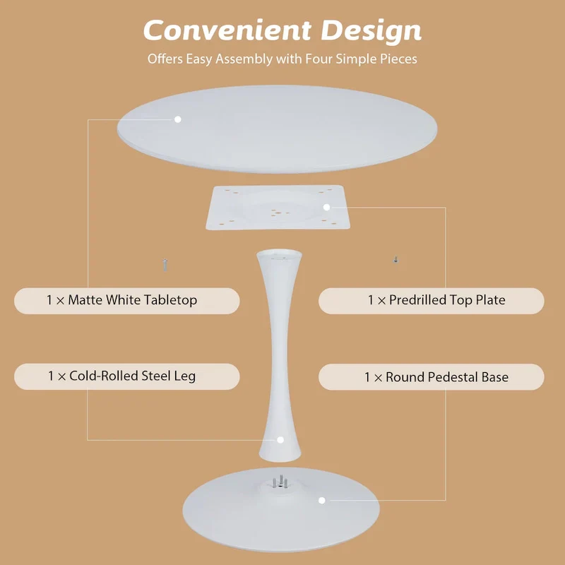 Round Tulip Dining Table in Mid-Century Modern Style