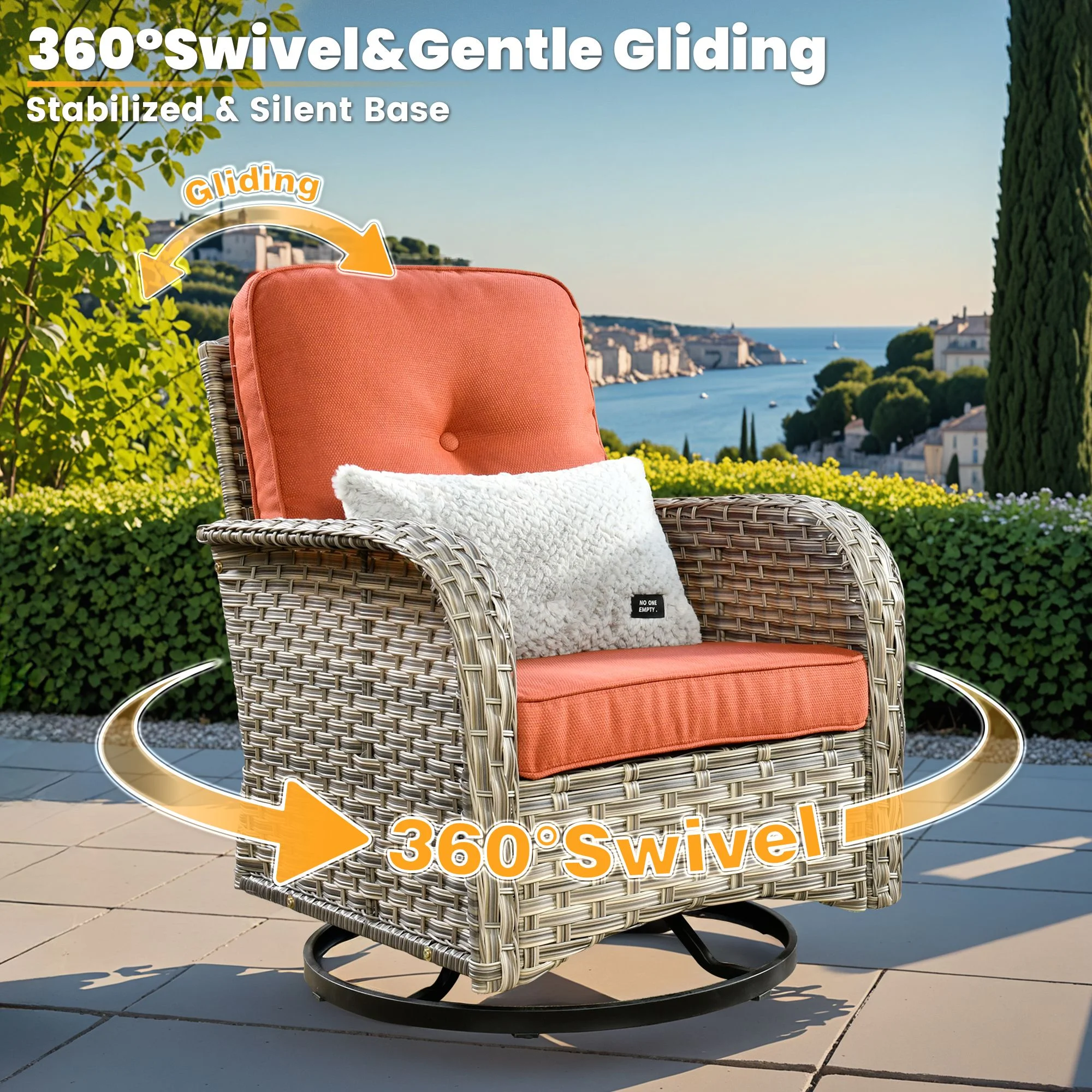 Vcatnet Outdoor Patio Furniture Sets 10 Pieces Sectional Sofa Wicker Conversation Set with Swivel Glider Chairs and Solar Powered Coffee Table for Porch,Backyard,Gray - Image 21
