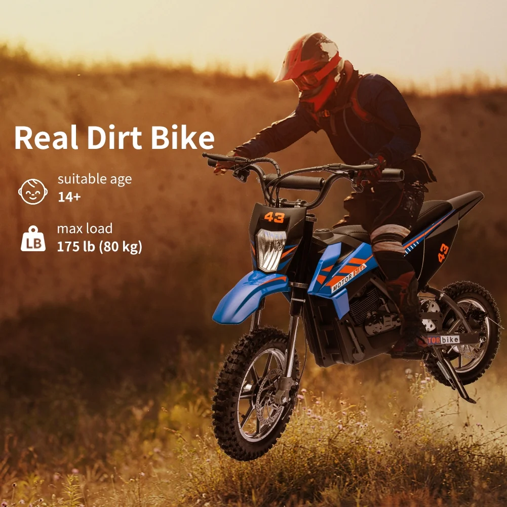 36V Electric Dirt Bike for Kids, Ride on Motorcycle 350W Brushless Motor Fast Speed 15.5MPH with LED Headlight, Leather Seat,Front+Back Brake for Teens Max Load 175lbs - Image 12