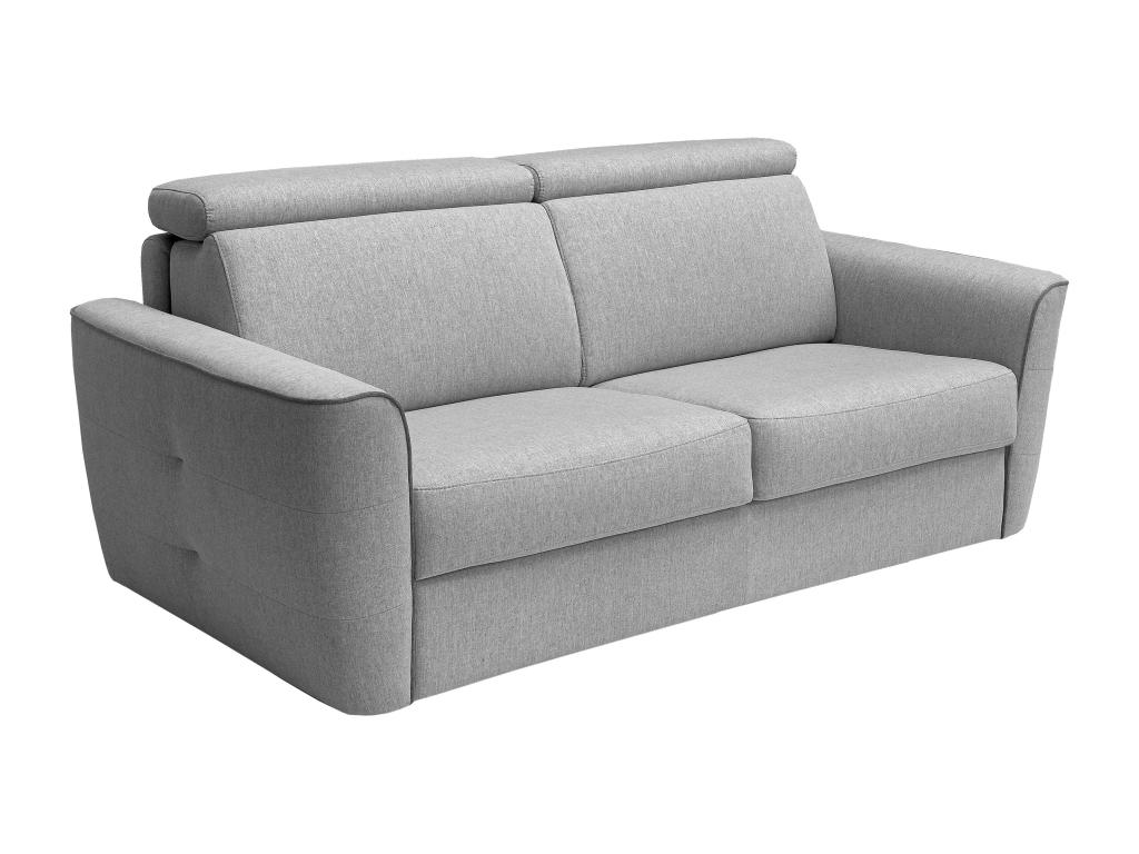 Sofá cama de 3 plazas en tela gris claro - cama de 140 cm - colchón de 18 cm