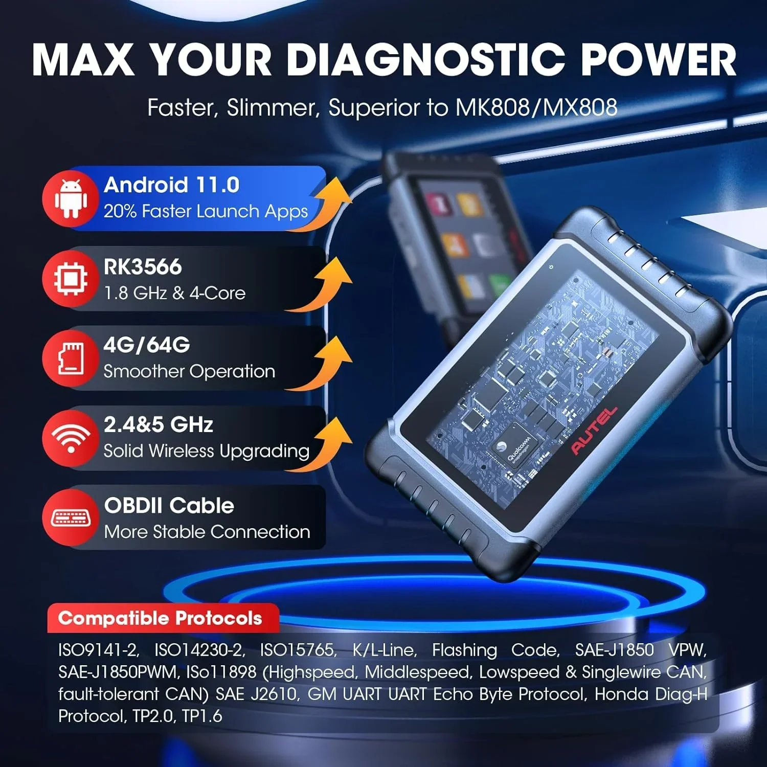 Autel MaxiCOM MK808S Automotive Diagnostic Scanner With 7-inch LCD Touchscreen - Image 8 Autel MaxiCOM MK808S Automotive Diagnostic Scanner With 7-inch LCD Touchscreen - Image 8