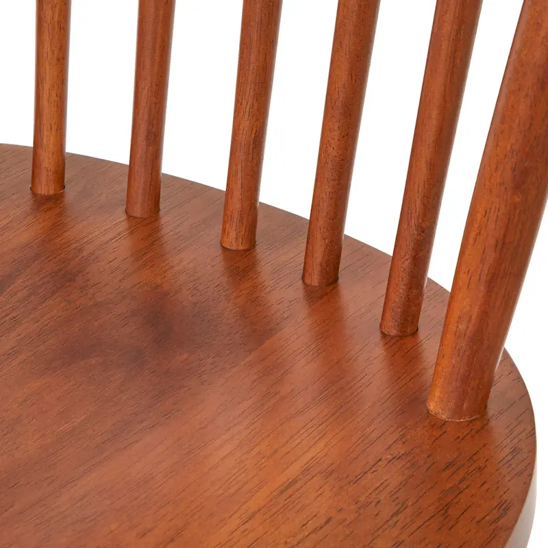 Set of 2 Spindle Back Dining Chairs Solid Rubberwood Farmhouse Style
