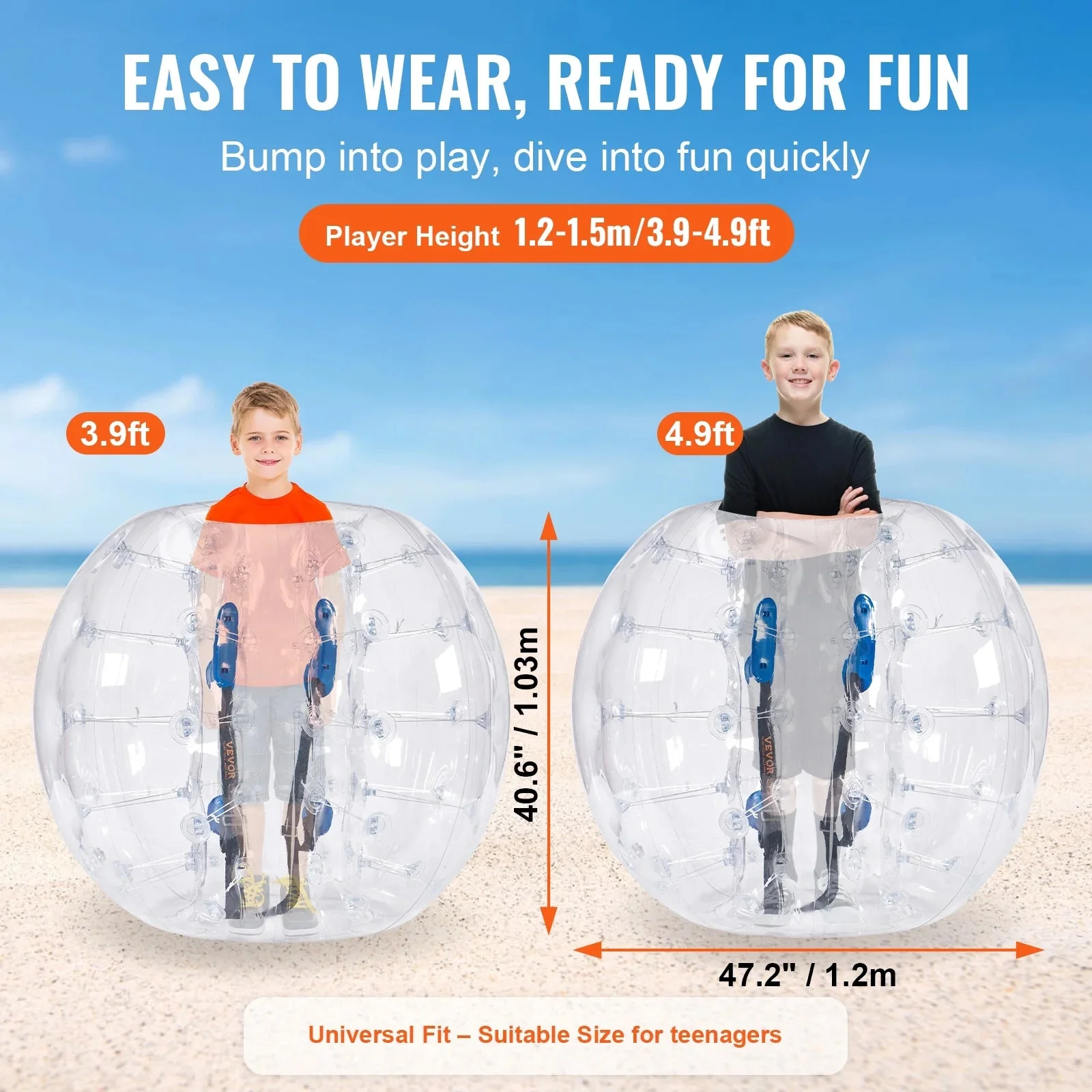 KFFKFF Inflatable Bumper Balls 4FT/1.2M 2-Pack, Transparent Dots - HCPPQ-005 - Image 2 KFFKFF Inflatable Bumper Balls 4FT/1.2M 2-Pack, Transparent Dots - HCPPQ-005 - Image 2