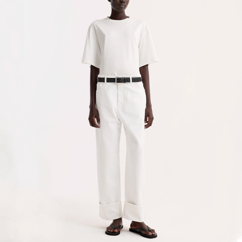 Rohe - Jeans Baggy Fit Turnup - Blanc Optique