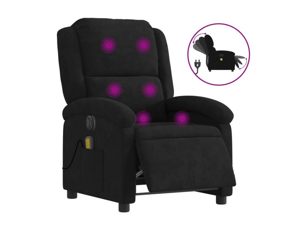 Sillón reclinable de masaje eléctrico terciopelo negro