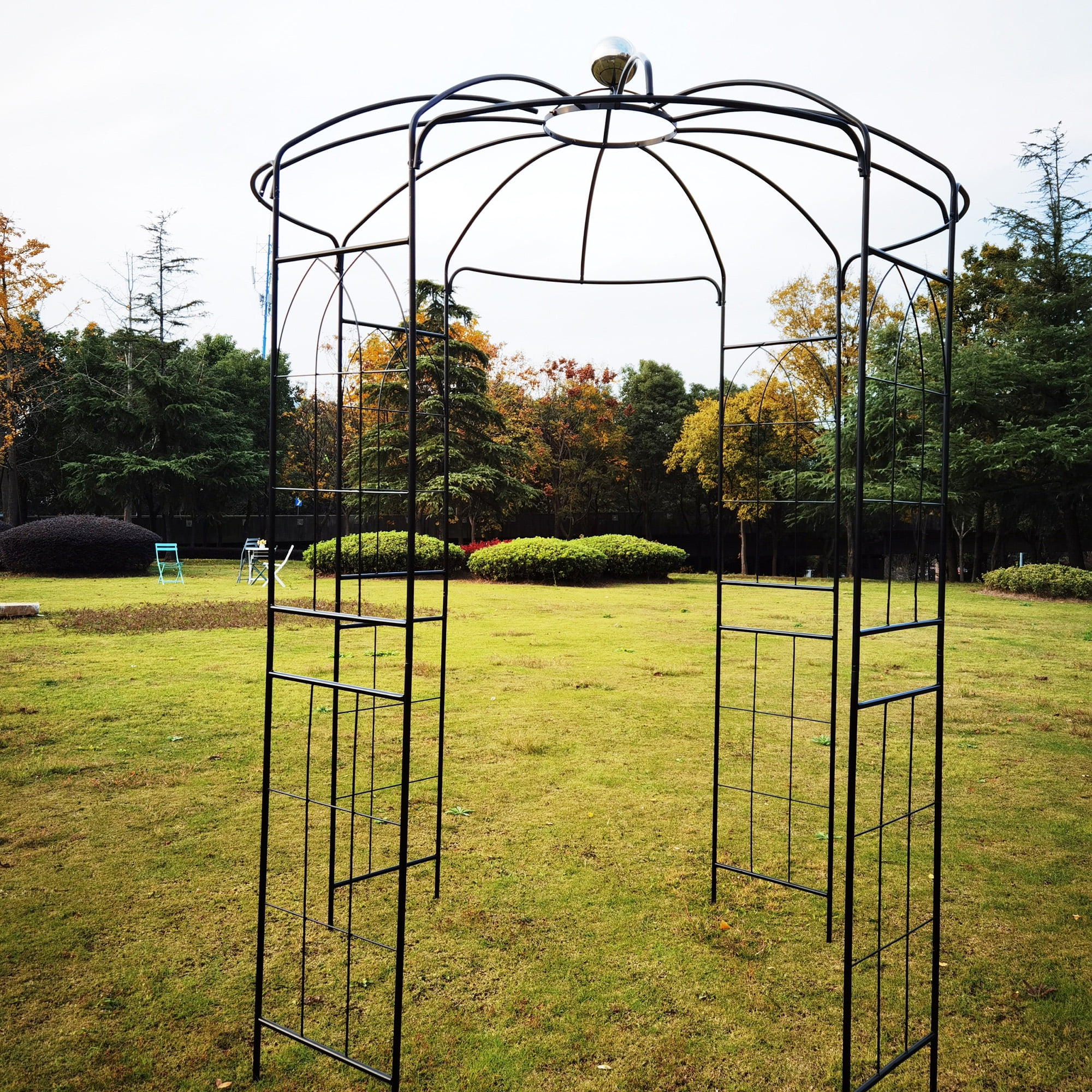 Metal Garden Arch Iron Garden Arbors Gazebo Dia81.3'' x 114.2'' High Birdcage Shape Pergola Pavilion for Wedding Ceremony Outdoor Black - Image 8