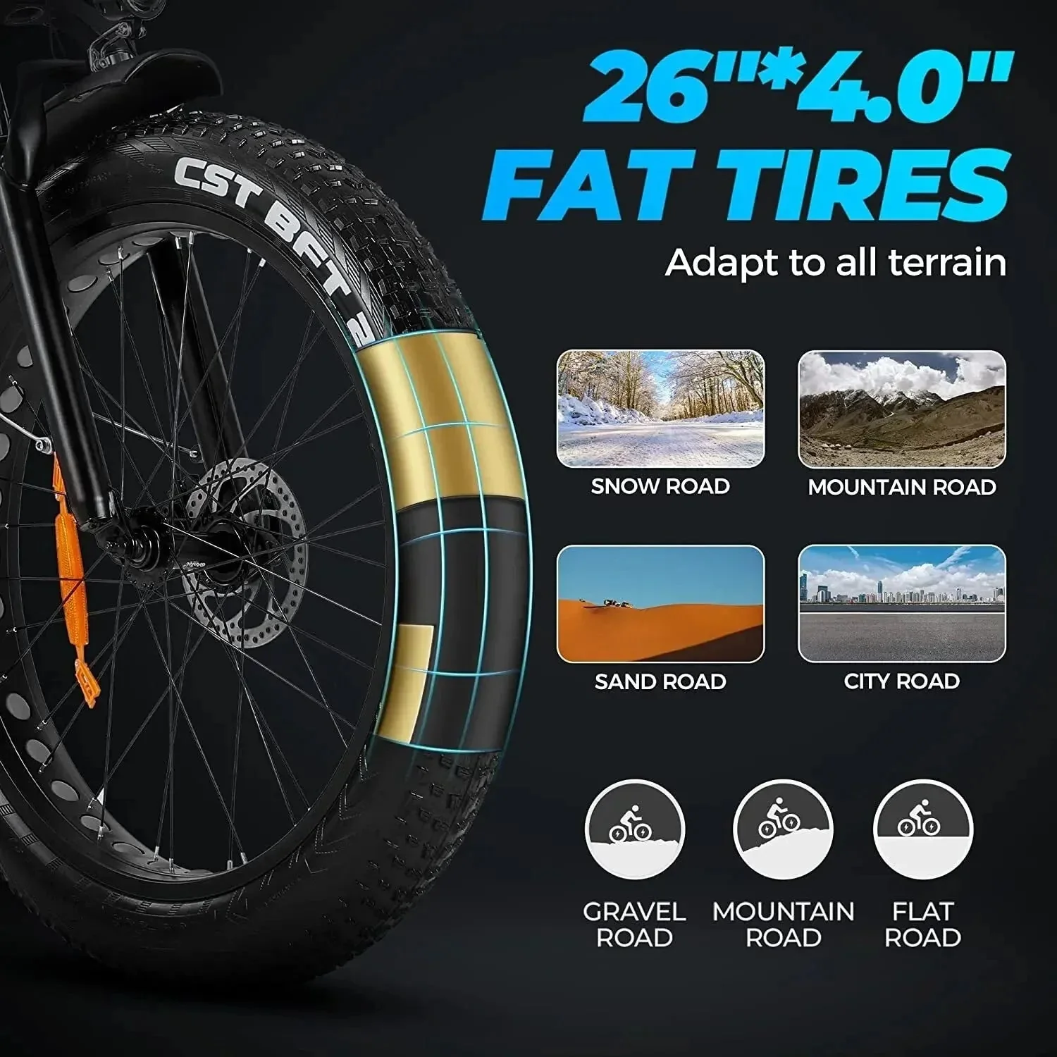 Electric Bike With 48V/15Ah Lithium Battery, 750W Motor And 26-Inch x 4.0-Inch Fat Tires - Image 4 Electric Bike With 48V/15Ah Lithium Battery, 750W Motor And 26-Inch x 4.0-Inch Fat Tires - Image 4