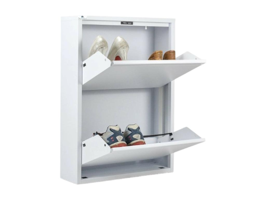 Zapatero Dabadí - Zapatero metálico - Armario de entrada multiusos - Zapatero - 50x15h71 cm - Blanco