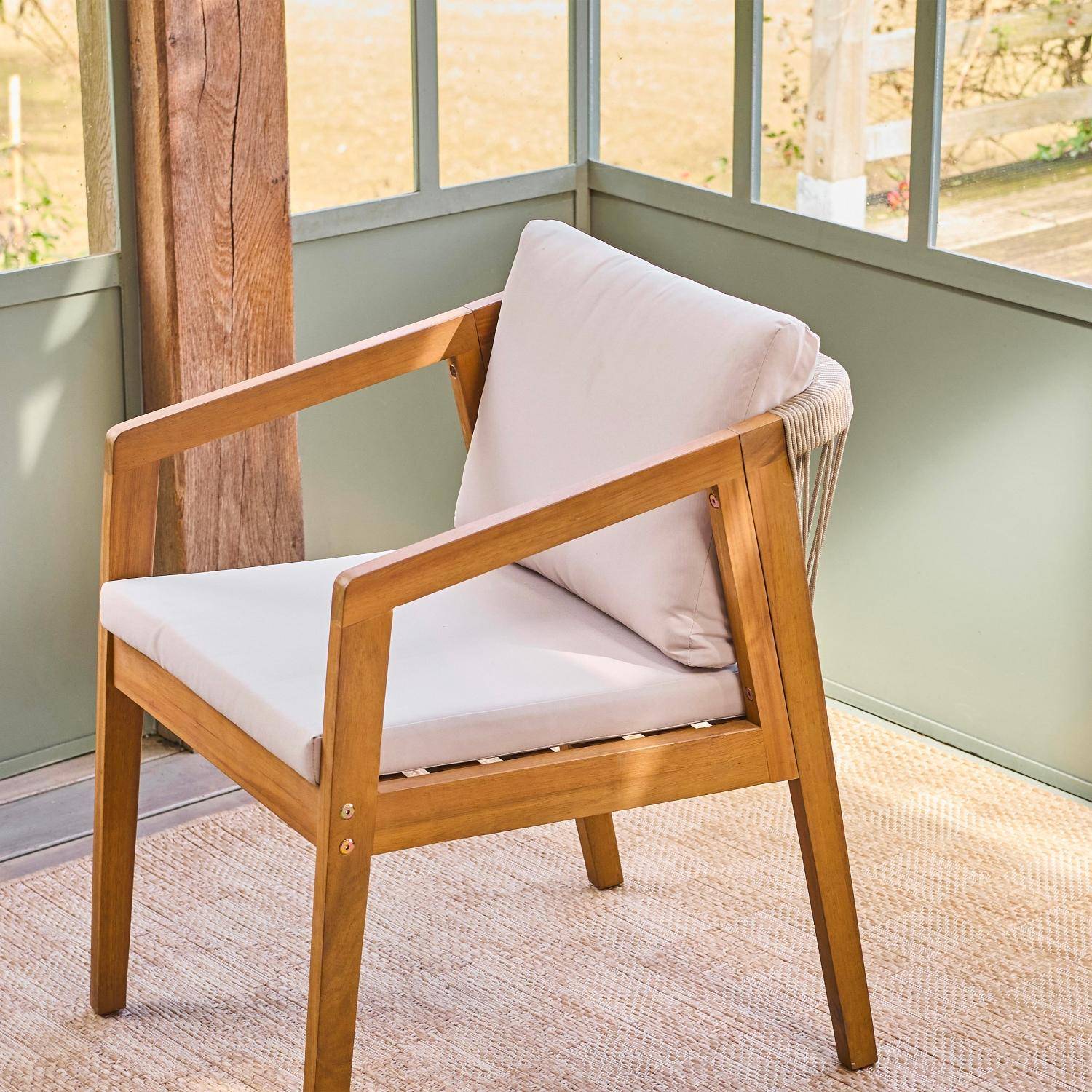 Granada - Sillón de jardín de madera de acacia con cuerdas, set de 2
