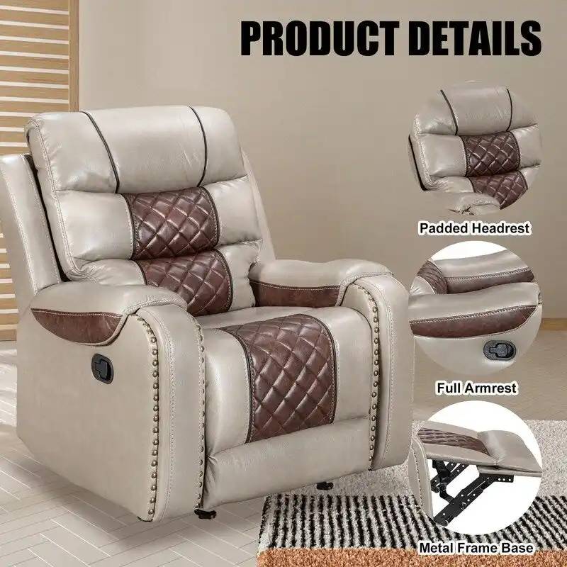 Spacious Faux Leather American-Style Recliner Chair for Living Room