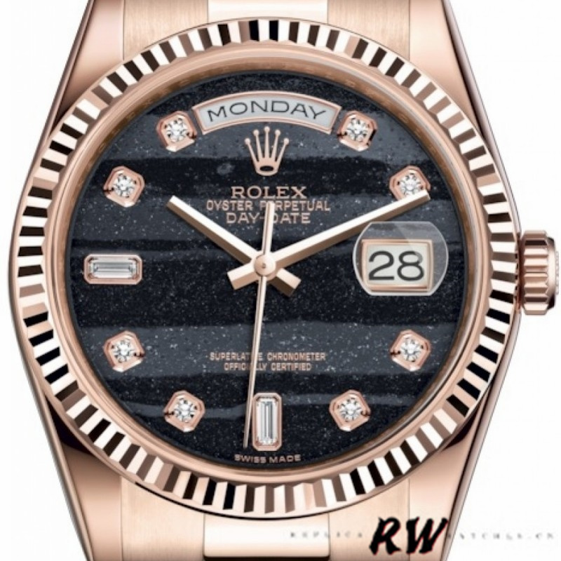 Rolex Day-Date 118235 Everose Gold Diamond Ferrite Dial 36mm Unisex Replica Watch
