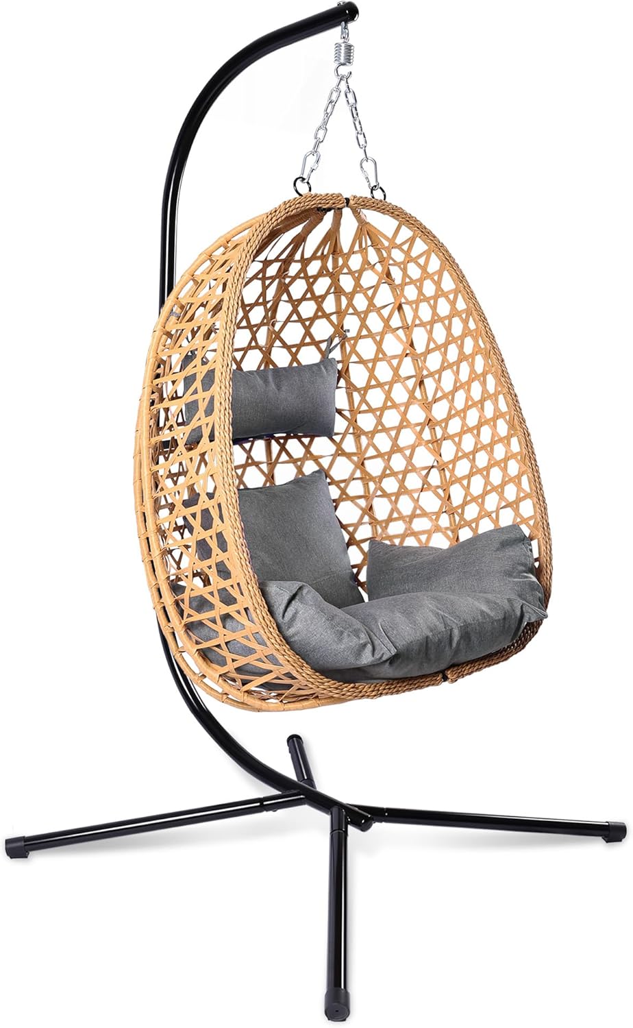 Egg Chair with Stand Patio Wicker Hanging Chair Hammock Swing Chair 350LBS Capacity