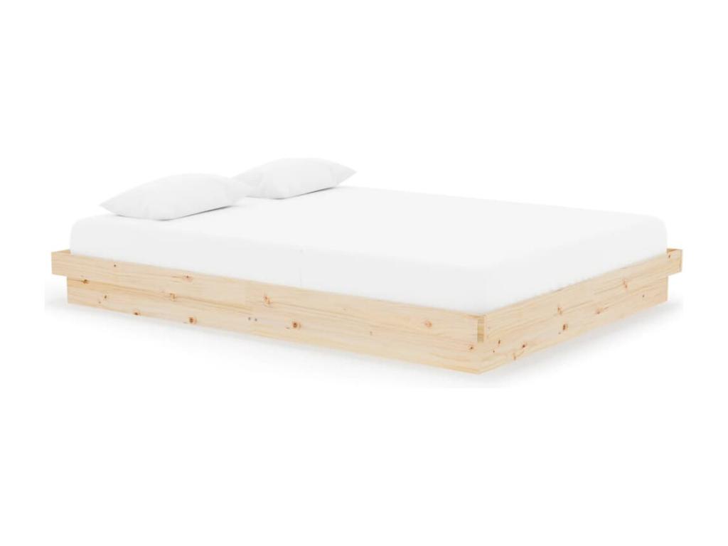 Estructura de cama doble sin colchón madera maciza