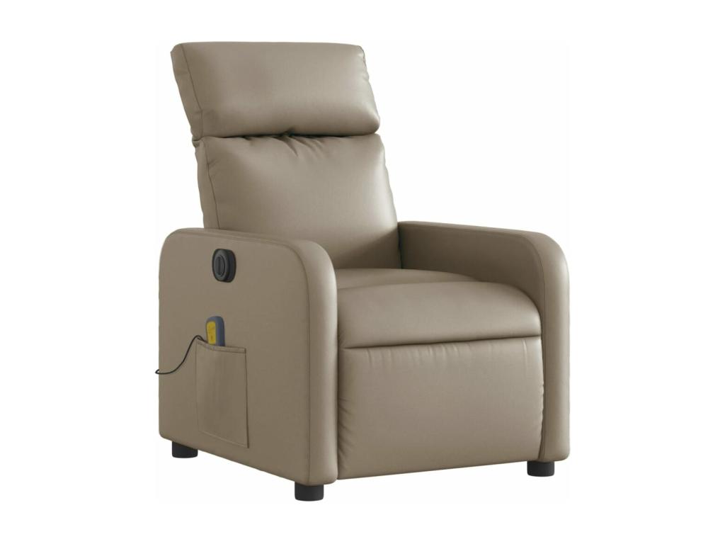 Sillón reclinable de masaje eléctrico cuero sintético capuchino