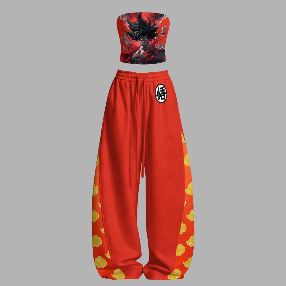 DRAGON BALL Strapless Top  & Elasticated Trousers Two-Piece Set