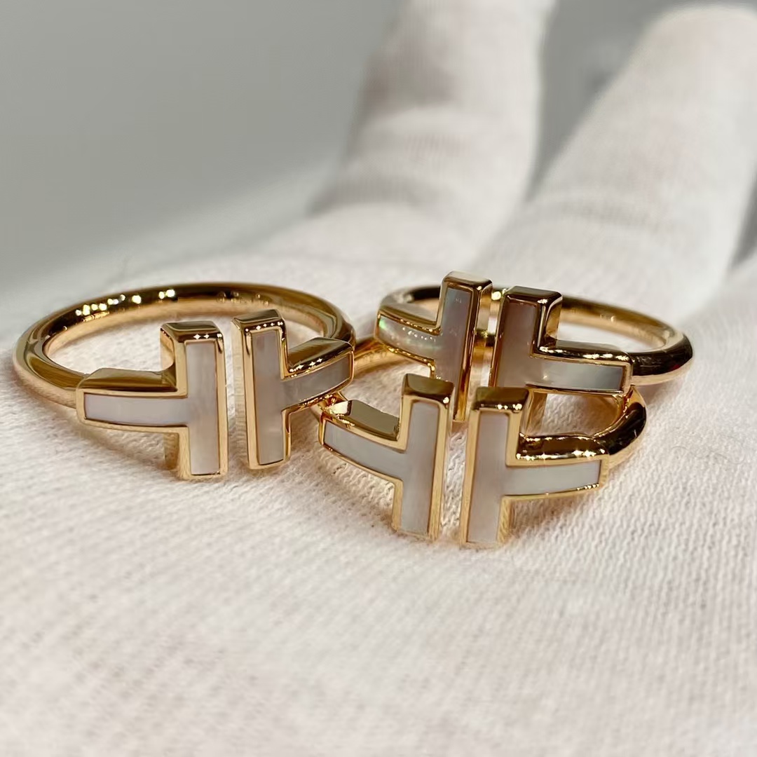 Tiffany Mother of Pearl Double T Ring - Original Replica Club